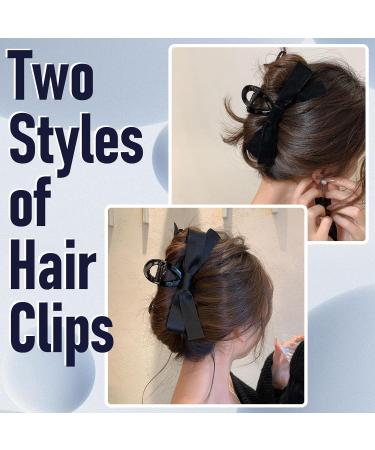 2PCS Black Bow Hair Clip Bowknot Hair Claw Jaw Clips Barrettes for Thick Thin Hair Nonslip Claw Clamps Hair Clips for Women Girls Big Bows Hair Claws Barrette - Buy Online on GoSupps.com