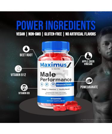 (3 Pack) Maximus X Gummies Official MaximusX ME Chewable Gummy with Natural Ingredients | Premium Performance Steady Energy & Stamina Support Tasty Nutrition Formula 90 Day Supply (180 Gummies) - Buy Online on GoSupps.com