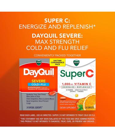 Vicks DayQuil & Super C Pack - Max Strength Cold & Flu Relief with Vitamin C & B - Herbal Extracts, 52 Count - Buy Online on GoSupps.com
