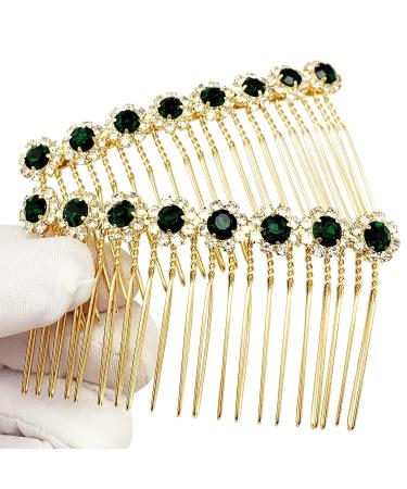 PRETTYLIFE Bridal Crystal Side Combs 2pc Set - Dark Green Wedding Hair Accessories for Women & Girls - Buy Online on GoSupps.com