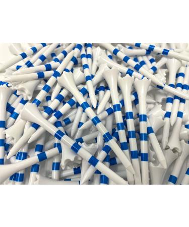 NorthPointe 3  Golf Tees Plastic  White/Blue Stripes - 100 Plastic Golf Tees in Bulk 3 1/4