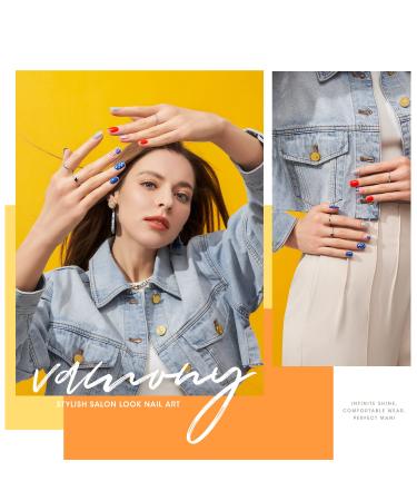 Vamony Press On Nails Square Short Length 2 Sets - American Spirit Blue Petite Fake Nails - 54pcs - Buy Online on GoSupps.com