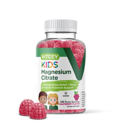 120 Count Magnesium Citrate Gummies for Kids Supports Sleep Aid Calm Mood Muscle Relaxer Optimal Relaxation Great Tasty Raspberry Flavor Chewable Gummy Supplements 120 Count (Pack of 1)