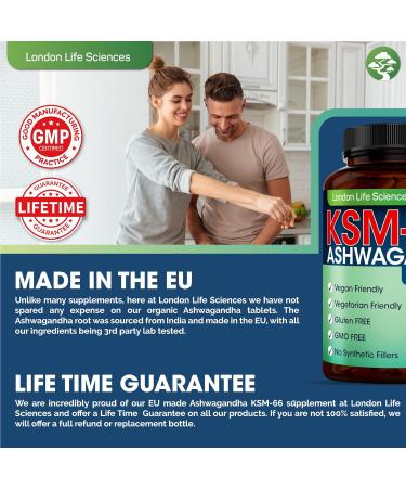 Organic Ashwagandha KSM-66 2000mg Vegan Tablets | 365 Count | +5% Withanolides | Highest Concentration Root Extract | UK Supplier | 6 Month Supply - Buy Online on GoSupps.com