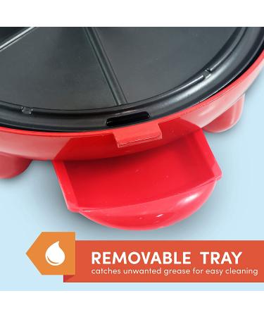 Elite Gourmet EQD413 Non-Stick Electric Quesadilla Maker 6-Wedge Easy-Slice Grilled Cheese 8 Inch Red - Buy Online on GoSupps.com