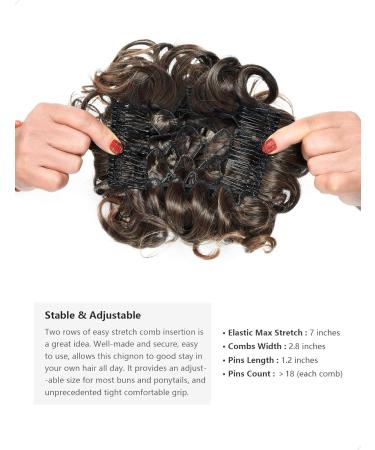 Yamel Chignon Hairpiece Curly Bun Scrunchie 4T30# Darkest Brown to Light Auburn - Updo Combs Synthetic Extensions for Women - Buy Online on GoSupps.com