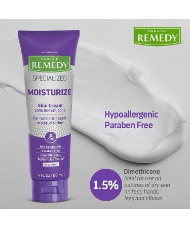 Medline Remedy Specialized Skin Cream Unscented (4 fl oz) 1.5% Dimethicone Nourishing Moisturizer for Dry Skin Paraben-free and Hypoallergenic Body Cream Daily Lotion for Dry and Sensitive Skin - Buy Online on GoSupps.com