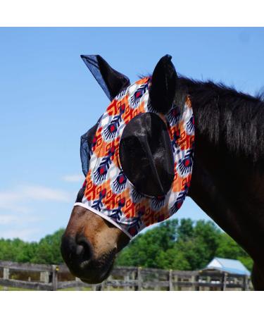 Harrison Howard Super Comfort Stretchy Fly Mask Large Eye Space with UV Protection Skin with Breatathability Stamme feather (L) Large Federsprint