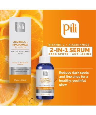 Buy Pili Vitamin C Serum with Niacinamide & Organic Silicium - Perfect for All Skin Types 1 oz - International Shipping Available - Buy Online on GoSupps.com