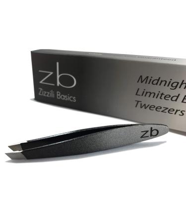 Zizzili Basics Mini Slant Tweezers - Best Tweezers for Eyebrow, Facial Hair Removal and your Precision Needs (Midnight Ombre)