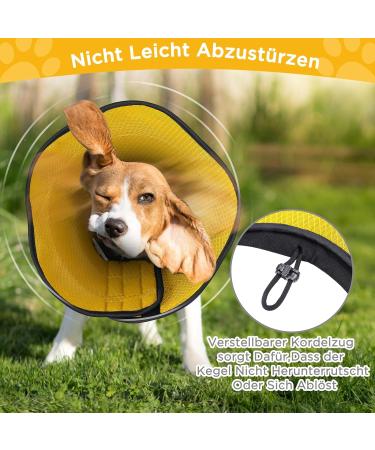 Bonthe Halskrause Dog Collar - Breathable Elizabethan Soft Protective Dog Collar for Post-Op Care Adjustable with Leak Protection - Prevent Licking from Wounds (Yellow) - Buy Online on GoSupps.com