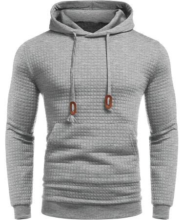 Mens Plus Size Jacquard Plaid Hoodie Sweatshirt X-Large B-grey | Lightweight Sportswear - Buy Online on GoSupps.com