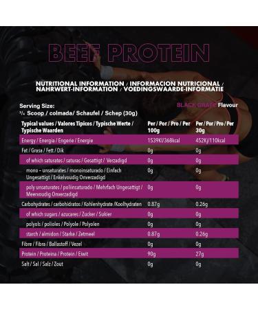 NXT Nutrition Beef Protein Isolate Powder - Natural Amino Acids - Paleo Keto Friendly - Dairy Gluten Free - 1.8kg (Black Grape) - Buy Online on GoSupps.com