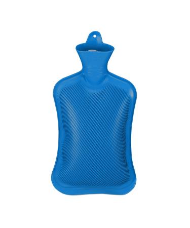 Relaxdays hot water bottle without cover durable safe hot water bottle 2 l bed bottle odorless natural rubber blue 1 piece