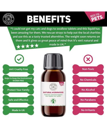 C&G Pets | Natural Worm Wood | Natural Solution For Intestinal Health No Nasty Chemicals | Powerful Colon Cleanse For Dogs Cats Poultry Birds Ferrets Rabbits & Pets - Buy Online on GoSupps.com