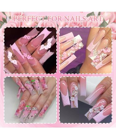 RODAKY Butterfly Nail Art Charms | 3D Pink Flower Rhinestones & Acrylic Gems for Women | Flatback Nail Decorations - Buy Online on GoSupps.com