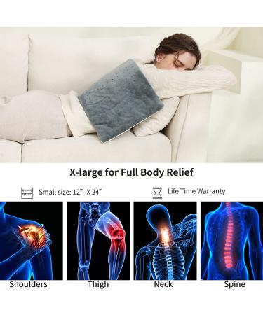 Electric Weighted Heating Pad for Back Pain Relief | Heat Therapy, 6 Heat Settings, Auto-Off | Washable | 12 x 24, 2 lbs XL - Ideal for Neck, Shoulders, Arthritis, Cramps - Buy Online on GoSupps.com