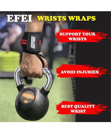EFEI Premium Wrist Wraps - 18 Pair | Best Wrist Support for Weightlifting | Prevent Injuries for Deadlift, Powerlifting, Bench Press | Men & Women | Red - Buy Online on GoSupps.com