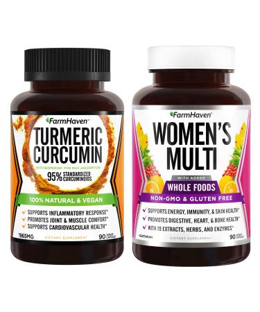 FarmHaven Bundle - Multivitamin for Women and Turmeric Curcumin with BioPerine Black Pepper