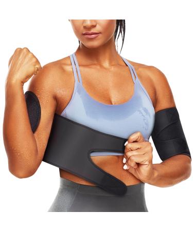 Neoprene Arm Trimmers Sauna Sweat Band for Women Men Weight Loss Compression Body Wraps Sport Workout Exercise(a pair) Black Arm Trainers