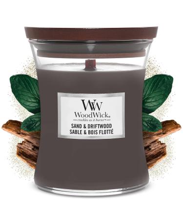 WoodWick Medium Hourglass Scented Candle | Sand & Driftwood | with Crackling Wick | Burn Time: Up to 60 Hours MEDIUM HOURGLASS Sand Driftwood