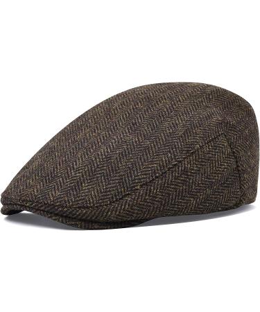 STARANCE Men's Wool Blend Newsboy Ivy Hat Tweed Flat Cap Herringbone Coffee 7 1/4 - Buy Online on GoSupps.com