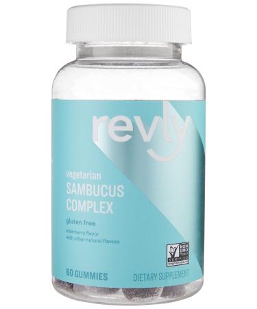 Amazon Brand - Revly, Elderberry Sambucus Gummies 300 mg - Immune System Support - 60 Gummies (1 Month Supply), Non-GMO, Vegetarian, Gluten Free
