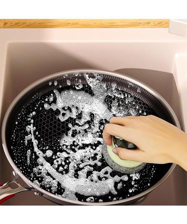 Dish Brush with Soap Dispenser - Dishwashing Brush with Soap Dispenser Automatic Soap Dispensing Palm Scrubber Strong Cleaning Scrubber for Kitchen Sink Pots Pans Qmisify Green - Buy Online on GoSupps.com