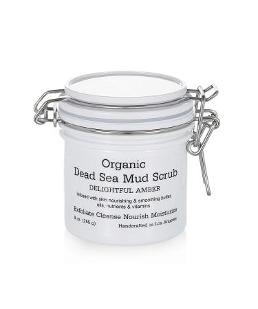 Organic Dead Sea Mud Scrub - Ultimate Detoxifier, Exfoliating Face and Body Scrub for Women and Men. Works as Face Moisturizer, Blackhead Remover, Face and Body Wash. Delightful Amber. 9 oz 9 Ounce (Pack of 1)