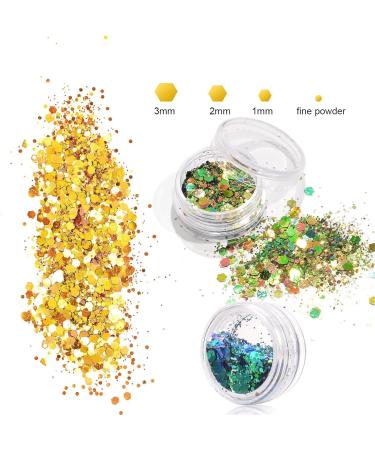 12 Colors Lvzongxin Glitter Face & Body Powder - 60ml Festival Makeup Nail & Hair Glitter for Masquerade & DIY Crafts - Buy Online on GoSupps.com