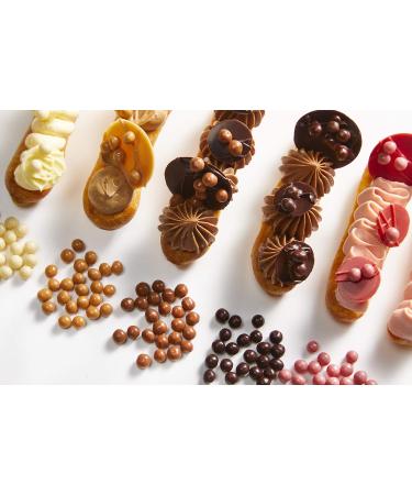 Ruby Pink Chocolate Beads - Crispearls - Crispy Biscuit Heart - Perfect for Decorating Desserts and Pastries - Buy Online on GoSupps.com