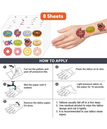 96Pcs Donut Temporary Tattoos - Birthday Party Supplies & Favors for Kids - Cute Girls & Boys Classroom Prizes - Buy Online on GoSupps.com