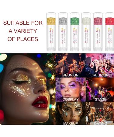 Glitter Body Gel - 6 Colors Sparkling Stick - Makeup with Glitter For Festivals Parties Halloween Carnivals Musical Events Christmas Themes - Buy Online on GoSupps.com