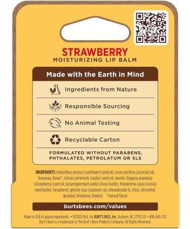 Burt's Bees Strawberry Moisturizing Lip Balm - 0.15 oz | Natural Hydration for Soft Lips - International Shipping Available - Buy Online on GoSupps.com
