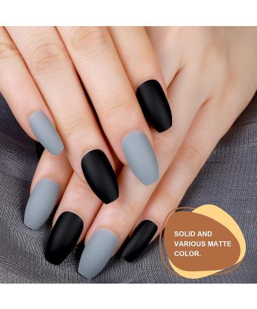 288PCS Matte Press on Nails Acrylic Short Fake Nails - 12 Packs Medium Length Full Cover Ballerina Coffin Nails with Nail Tips Glue - 12 Color False Nails for Nail Art DIY - Buy Online on GoSupps.com