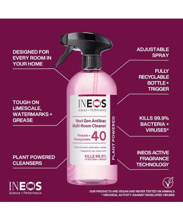 INEOS Next-Gen Cleaner Antibac Spray 4.5L (750ml x 6) Multi-Room Plant Powered Limescale + Grease Remover Kills 99.9% of Bacteria + Viruses Rhubarb + Pomegranate Rhubarb & Pomegranate 750 ml (Pack of 6) - Buy Online on GoSupps.com
