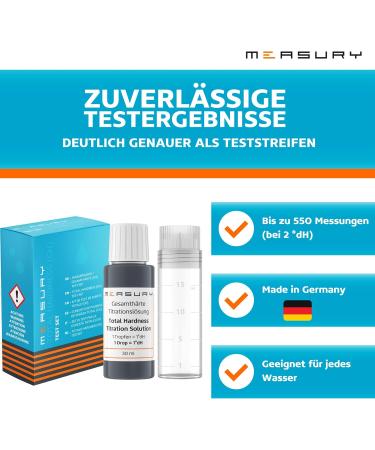 Measure Water Hardness - Measurys German Test Kit with 30ml Titration Solution for 550+ Measurements - Buy Online on GoSupps.com