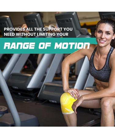 Modvel Knee Braces for Men & Women - Knee Pain Relief Set, Compression Sleeve for Meniscus Tear, ACL & Arthritis - Large Yellow - Buy Online on GoSupps.com