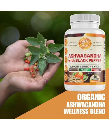 WHOLE WORLD WELLNESS Organic Ashwagandha with Black Pepper | Supports Energy Balance, Mood and Relaxation | Vegan, Gluten-Free, Non-GMO, All Natural | 60 Capsules | Made in The USA. - Buy Online on GoSupps.com