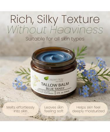 Aspen Kay Naturals Handmade 100% Grass Fed Beef Tallow Balm for Skin Care With Organic Jojoba Oil + Chamomile (Blue Tansy) Organic Body Butter - 2 fl. oz. Made in USA Blue Tansy 2 Ounce (Pack of 1) - Buy Online on GoSupps.com