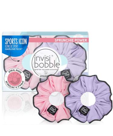 Invisibobble Sprunchie Spiral Hair Ring - Donut Run with Scissors - Athleisure Duo- Scrunchie Stylish Bracelet Strong Elastic Grip Coil | Gentle for Thick Hair With Night Reflective Trim