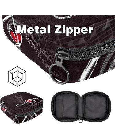 Menstrual Bag with Zipper - Stylish Napkin & Tampon Collection Bag for Women & Girls (Music Note Love Heart) - International Shipping Available - Buy Online on GoSupps.com