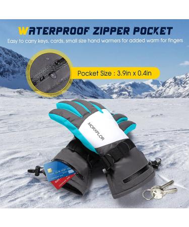 MORXPLOR Ski Snow Gloves - 3M Thinsulate Insulated Waterproof Winter Gloves (BlueGray, Large) - Buy Online on GoSupps.com