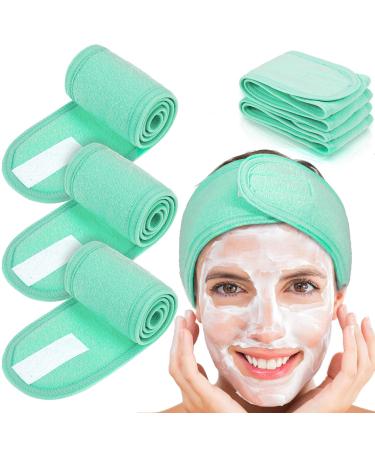 Whaline 4 PCS Spa Headband Make up Hair Band Stretch Terry Cloth Headband for Sport Yoga Shower (Mint Green)