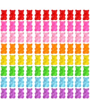 SANNIX 120 Pcs Nail Charms Kawaii Nail Charms for Nail Art Decoration Gummy Bear Charms Resin Charms for Nail Decoration (8 Colors)