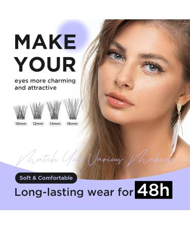 Beyelian C Curl Cluster Eyelashes - 48 PCs DIY Individual Lashes (10-16mm) with Super Thin Transparent Band - Perfect for At Home Use - Buy Online on GoSupps.com