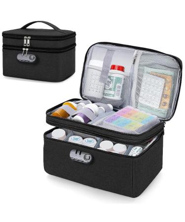Medicine Organizer Bag for Traveling with Combination Lock(Bag Only) Lockable Pill Bottle Organizer Medication Travel Bag for Prescription Medical Supplies