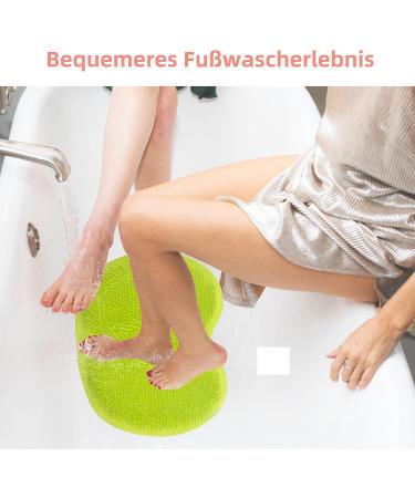Personal Cleaning Foot Washing Bath Brush - Silicone Massage Cleaner with Non-Slip Suction Cups | Green Shower Back Scrubber & Foot Massager for All Foot Types - Buy Online on GoSupps.com