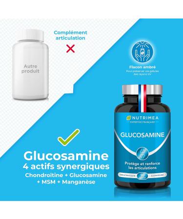 Glucosamine Chondroitin - Joint Complex with MSM & Manganese - Against Joint Pain Osteoarthritis Tendonitis - Cartilage Reconstitution - 90 Vegetable Capsules - Made in France - Buy Online on GoSupps.com
