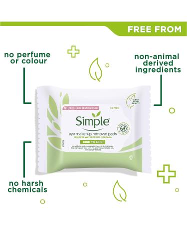 Simple Kind to Skin Eye Make-Up Remover Pads - Gentle & Effective 30pcs - Buy Online on GoSupps.com